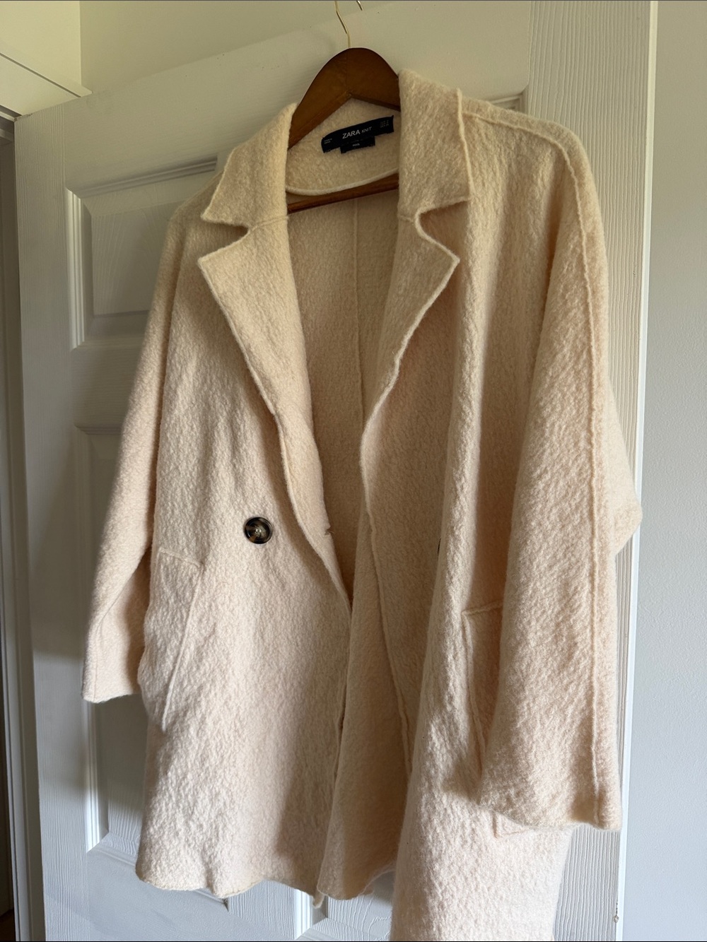 Zara Light Cream Single-Button Wool Coat/ Blazer